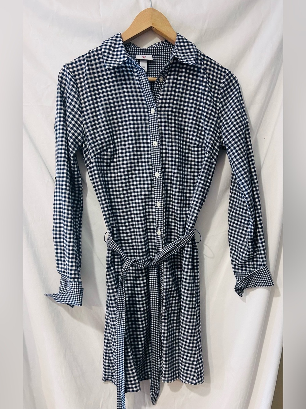 Vineyard Vines + Target Gingham Checked Shirt Dress Long Sleeve Belted Size XS